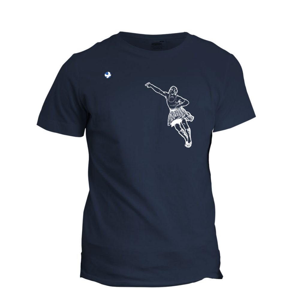 The Stone Put Tee featuring Highlands athletics in Dusk Blue and 100% cotton