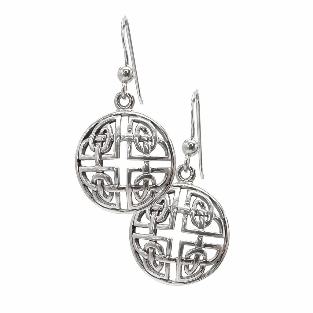Celtic Cross Knot Earrings by County Argyle hand-cast in sterling silver