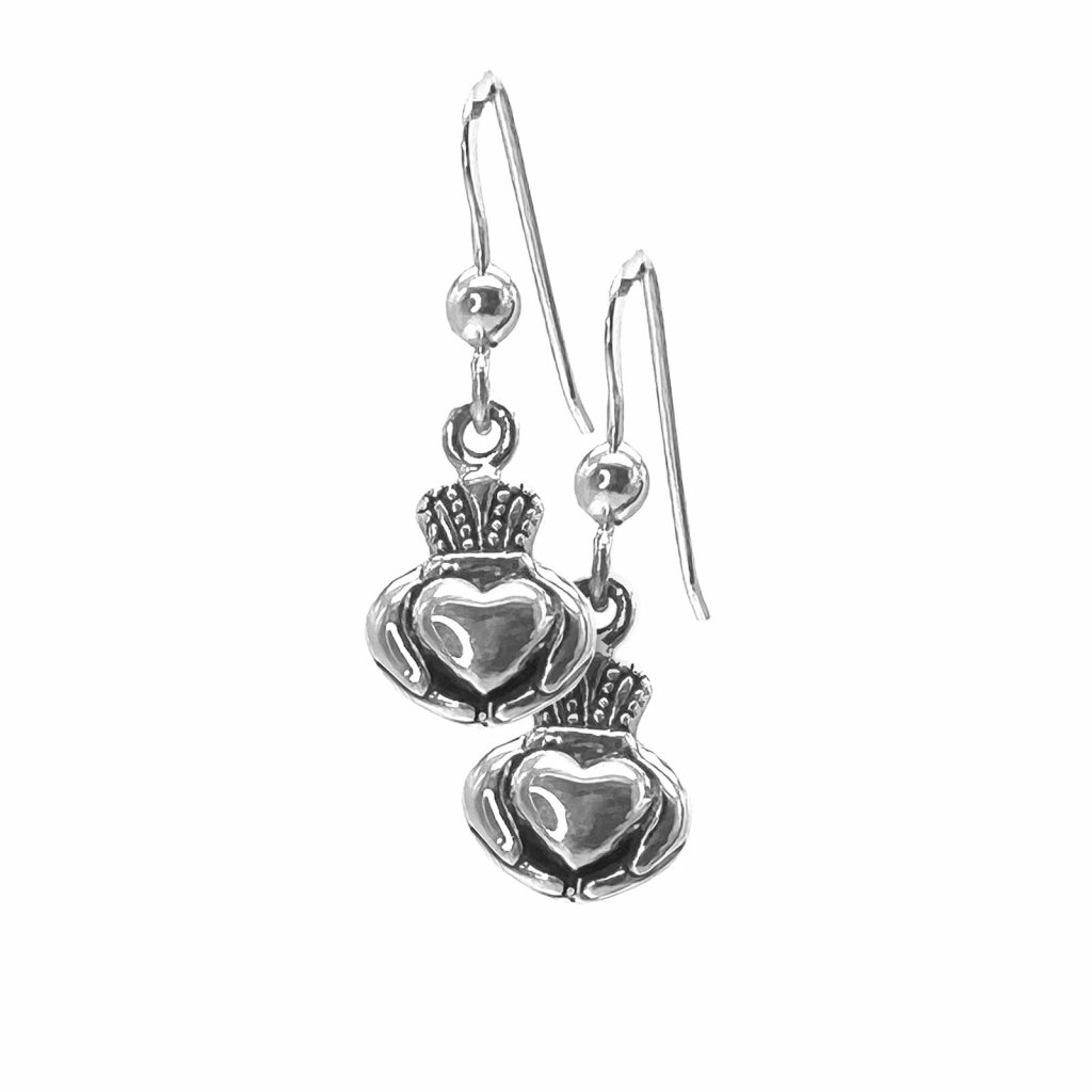 Celtic Claddagh Earrings by County Argyle hand-cast in sterling silver