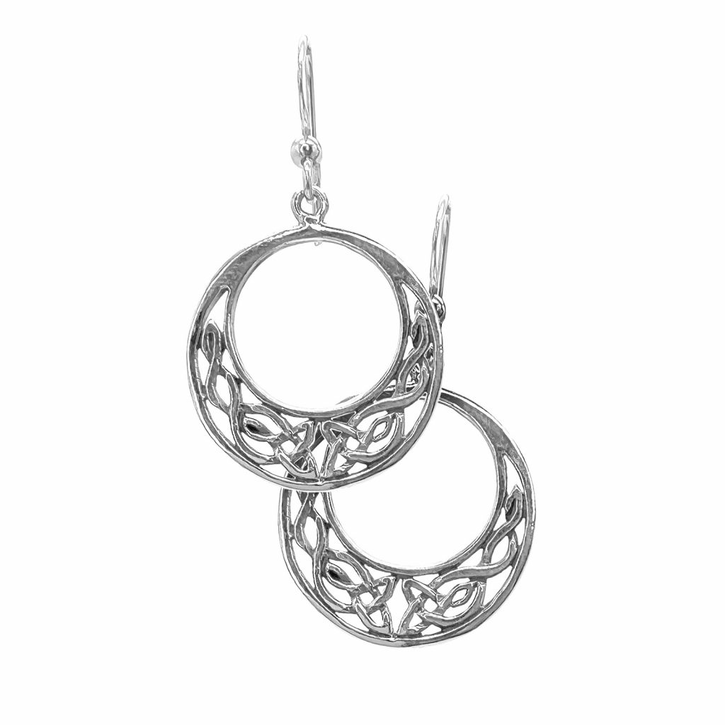 Celtic Full Moon Earrings by County Argyle hand-cast in sterling silver
