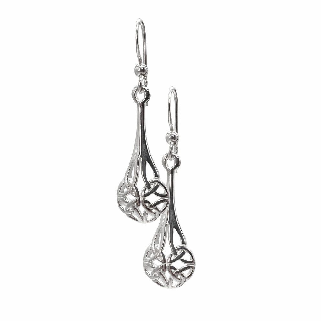 Celtic Tear Drop Earrings by County Argyle hand-cast in sterling silver