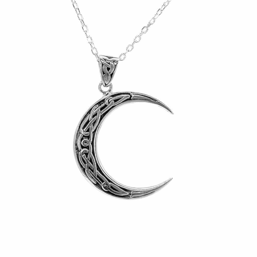 The Celtic Moon Pendant by County Argyle hand-cast in sterling silver