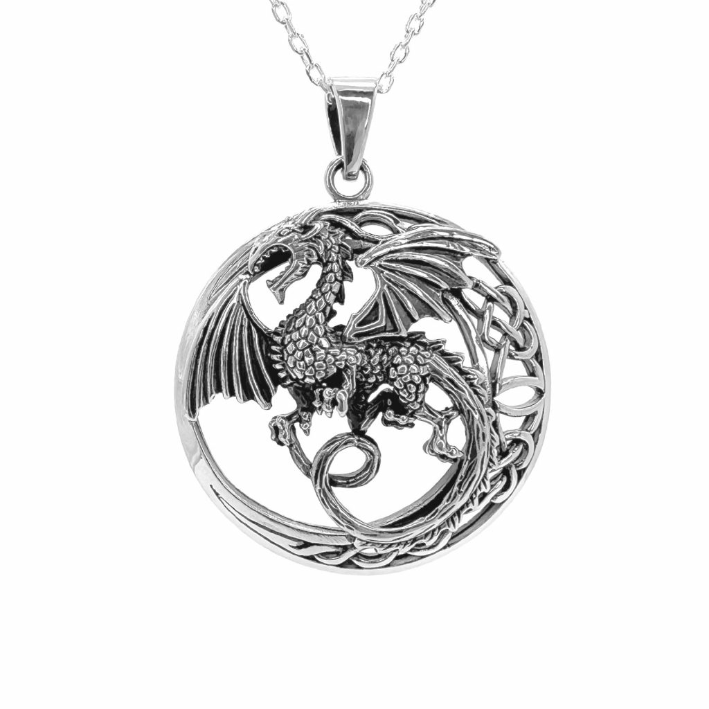 The Moon Dragon Pendant by County Argyle hand-cast in sterling silver