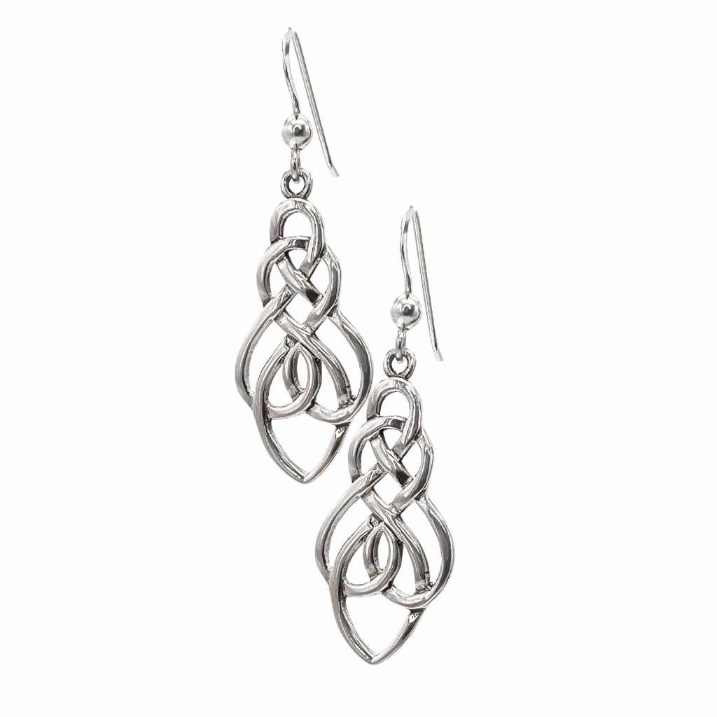 Celtic Leaf Knot Earrings by County Argyle hand-cast in sterling silver