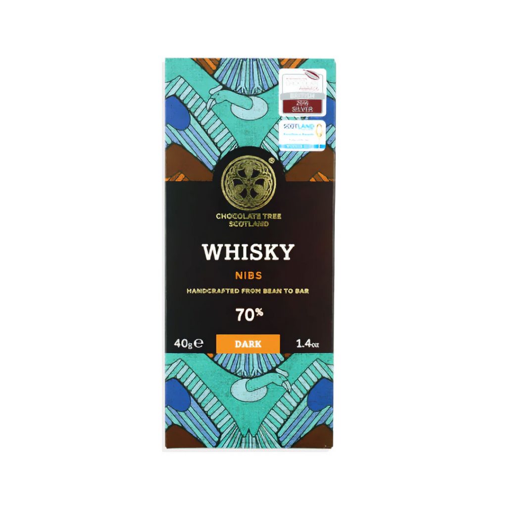 The Whisky Nibs Dark Chocolate Bar by Edinburgh's Chocolate Tree