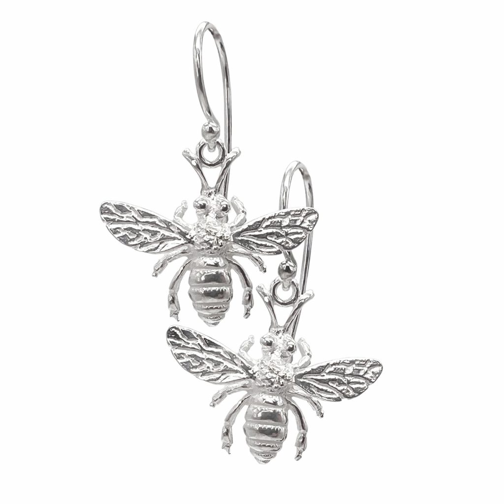 Celtic Bee Earrings by County Argyle hand-cast in sterling silver