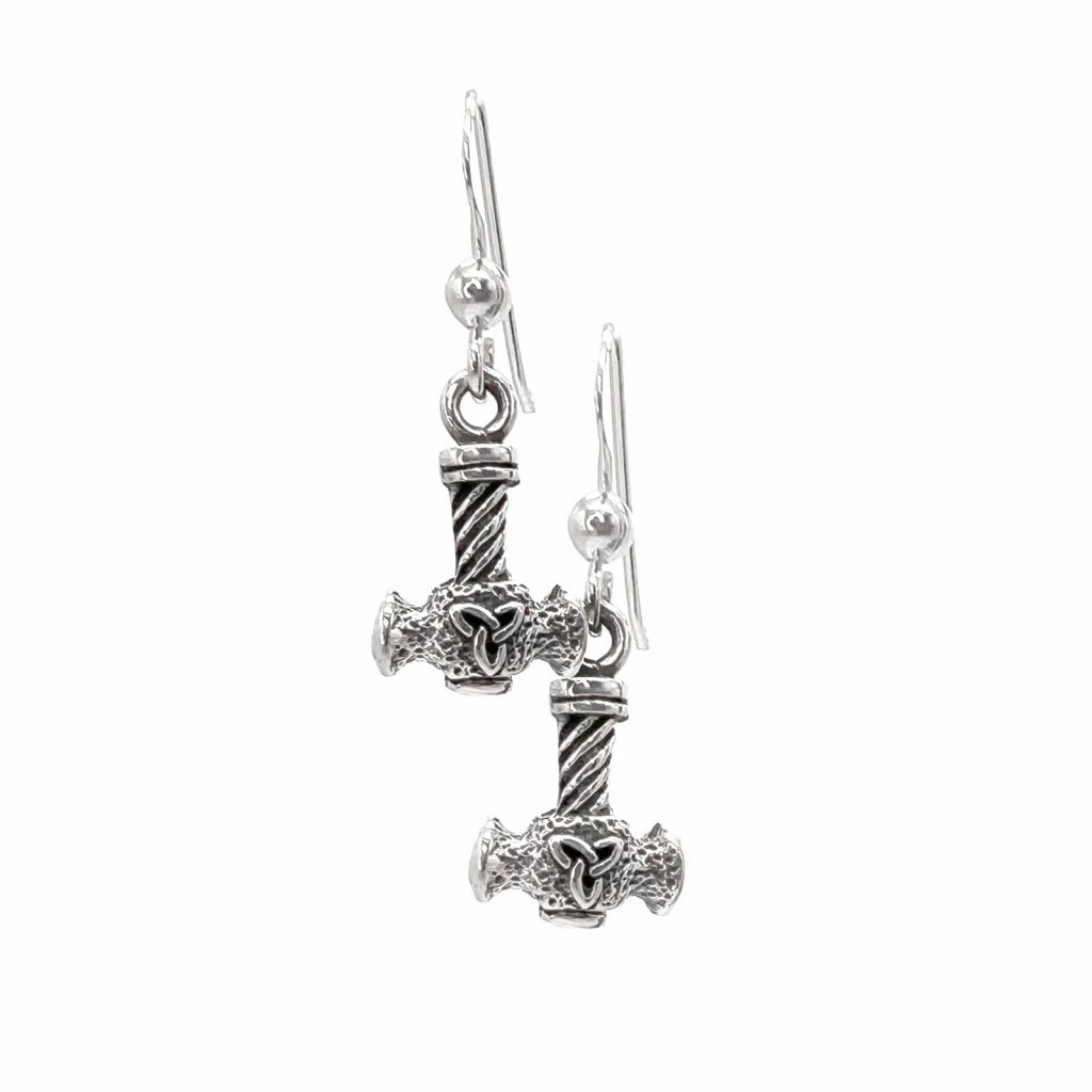 Celtic Hammer Earrings by County Argyle hand-cast in sterling silver