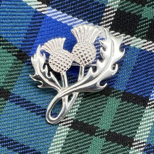 Silver Thistle Kilt Pin by County Argyle hand-cast in sterling silver
