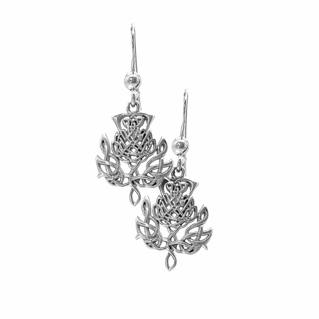 Scottish Thistle Earrings by County Argyle hand-cast in sterling silver