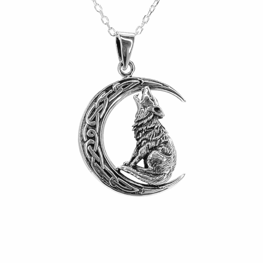 The Wolf Moon Pendant by County Argyle hand-cast in sterling silver