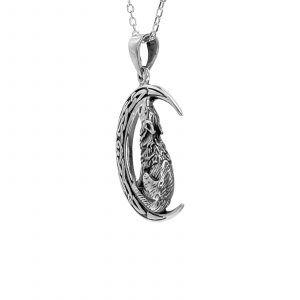 The Wolf Moon Pendant by County Argyle hand-cast in sterling silver