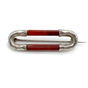 Red Agate Kilt Pin in sterling silver from County Argyle