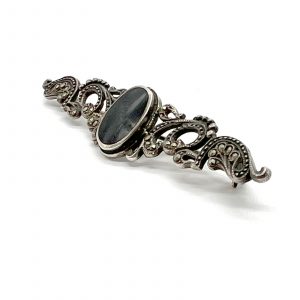 Onyx & Marcasite Collar Pin in sterling silver from County Argyle