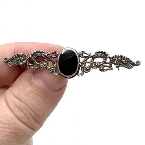 Onyx & Marcasite Collar Pin in sterling silver from County Argyle