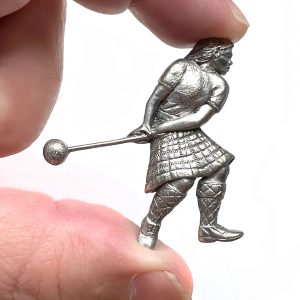 Vintage Hammer Throw Pewter Athlete Pin by County Argyle