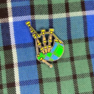Tartan Bagpipes Enamel Pin by County Argyle