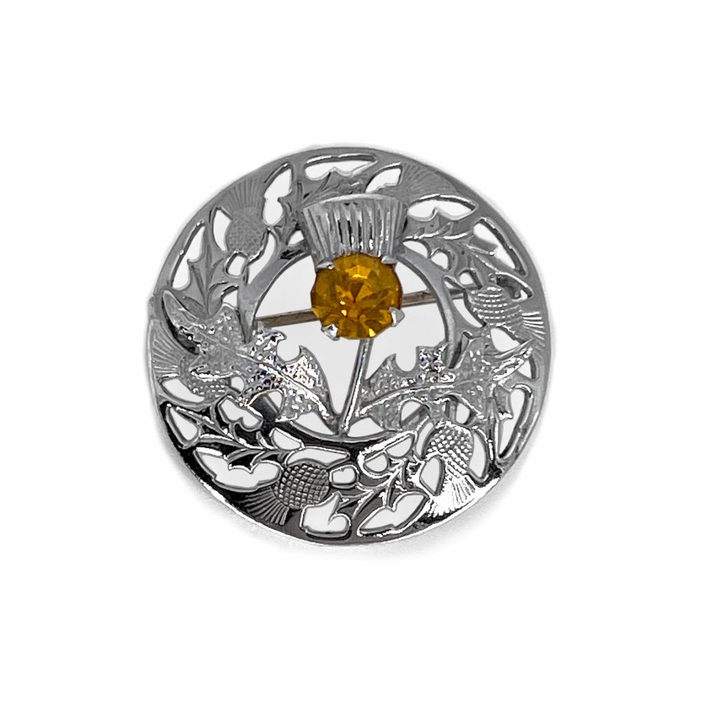 A Mizpah Citrine Thistle Kilt Pin from County Argyle