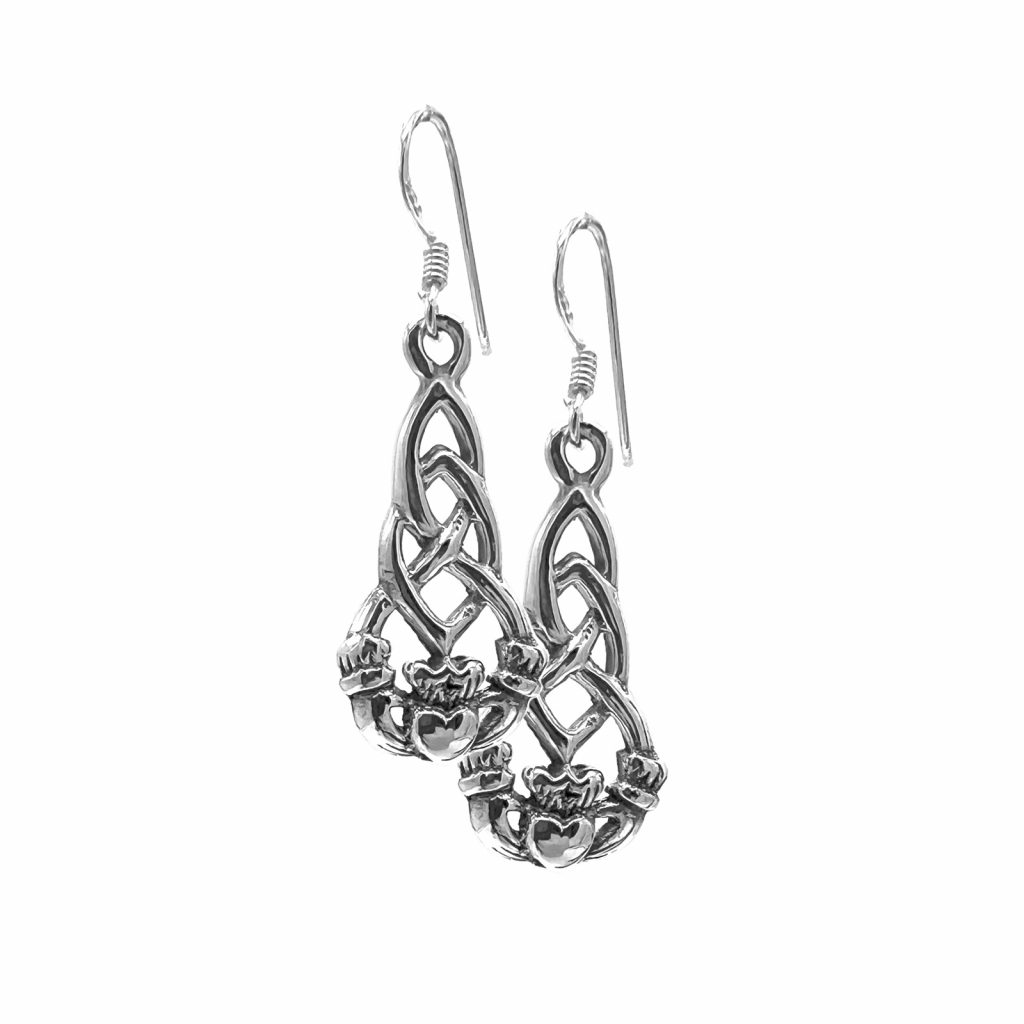Celtic Claddagh Earrings by County Argyle hand-cast in sterling silver