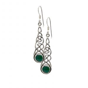 Celtic Green Onyx Earrings by County Argyle hand-cast in sterling silver