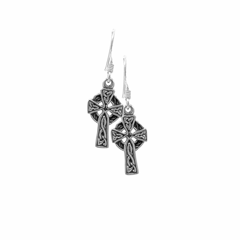 Irish Cross Earrings by County Argyle hand-cast in sterling silver