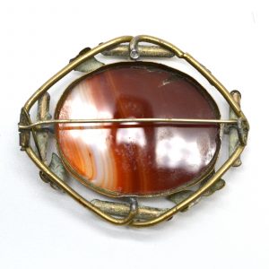 Red Agate Floral Brooch