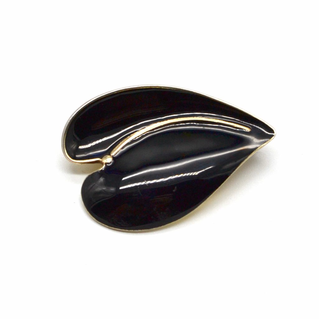 Norwegian Black Enamel Leaf Pin