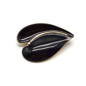 Norwegian Black Enamel Leaf Pin