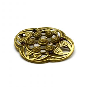 Victorian Brass & Garnet Brooch