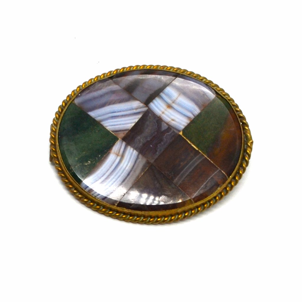 Checkered Agate Brooch