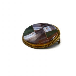 Checkered Agate Brooch