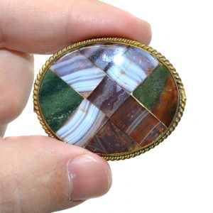 Checkered Agate Brooch