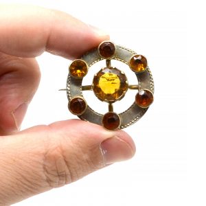 Seven Citrine Sterling Silver Kilt Pin