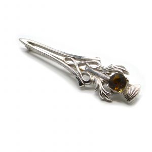 A Citrine Thistle Stick Kilt Pin from County Argyle