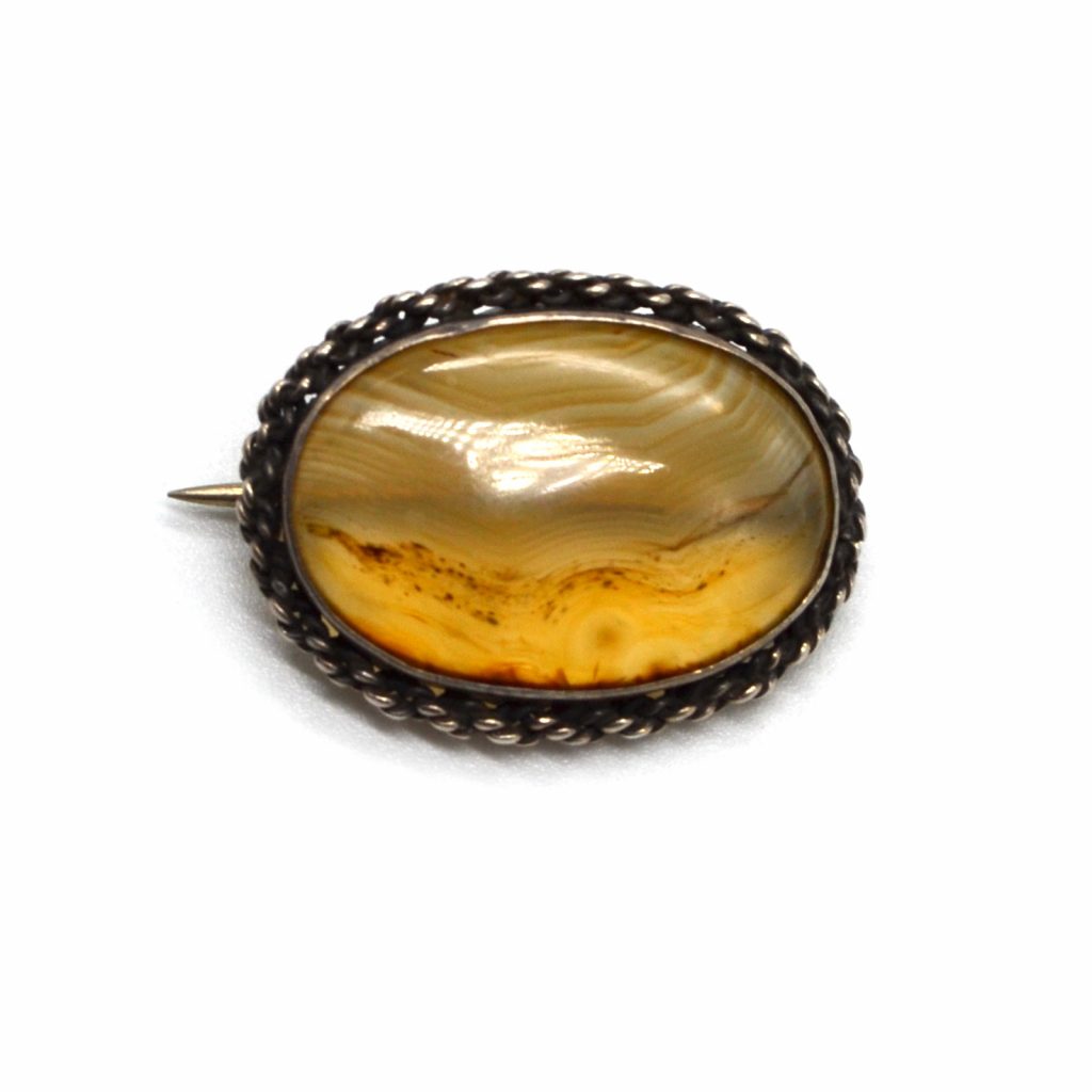 Clear Banded Agate Brooch