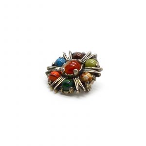 Starburst Pebble Brooch in Gold Tone