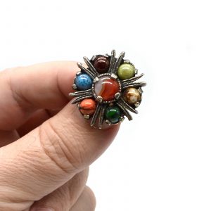 Starburst Pebble Brooch in Gold Tone