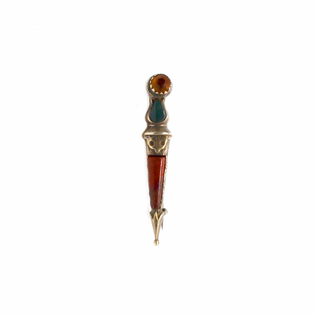 Red Agate Sterling Dirk Pin