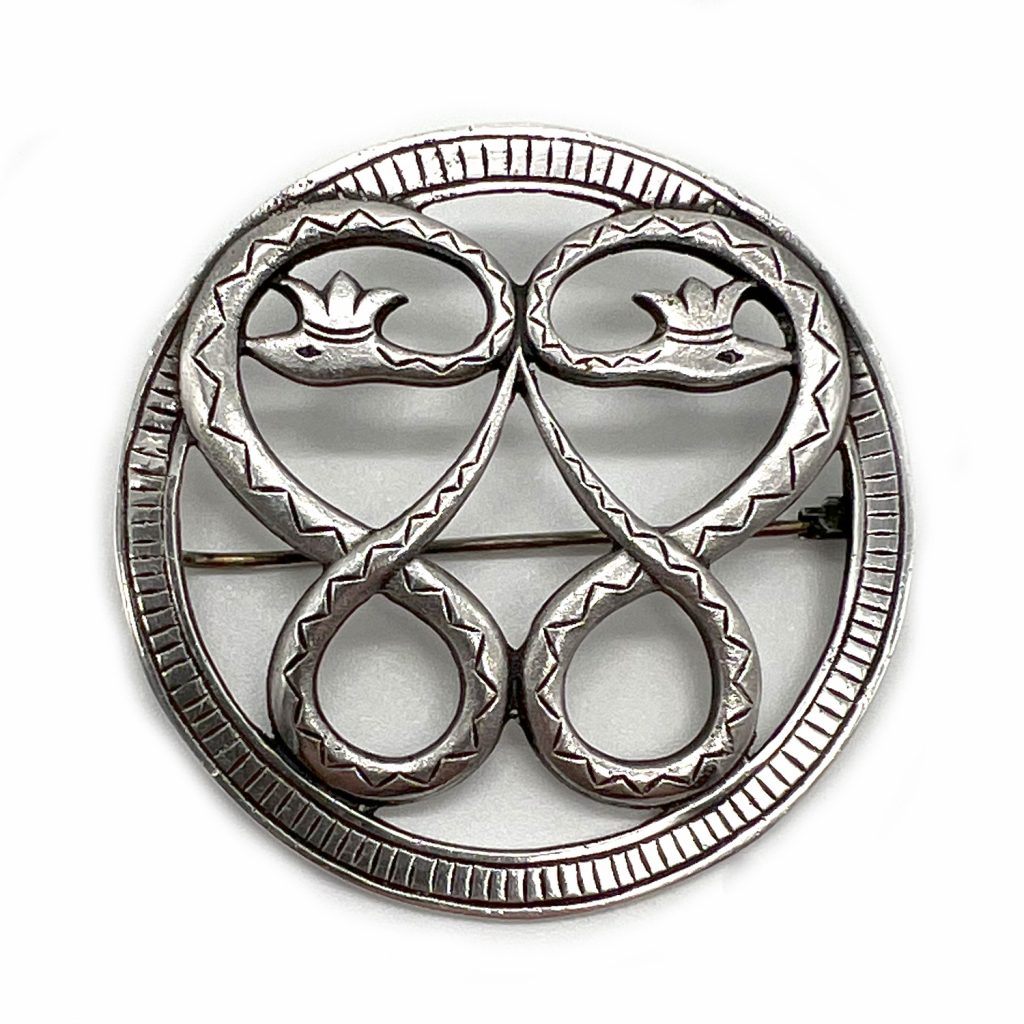 Crowned Serpents Sterling Silver Pin from County Argyle