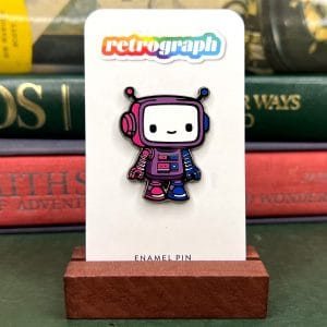 Bi Pride PrideBot Enamel Pin from the Retrograph