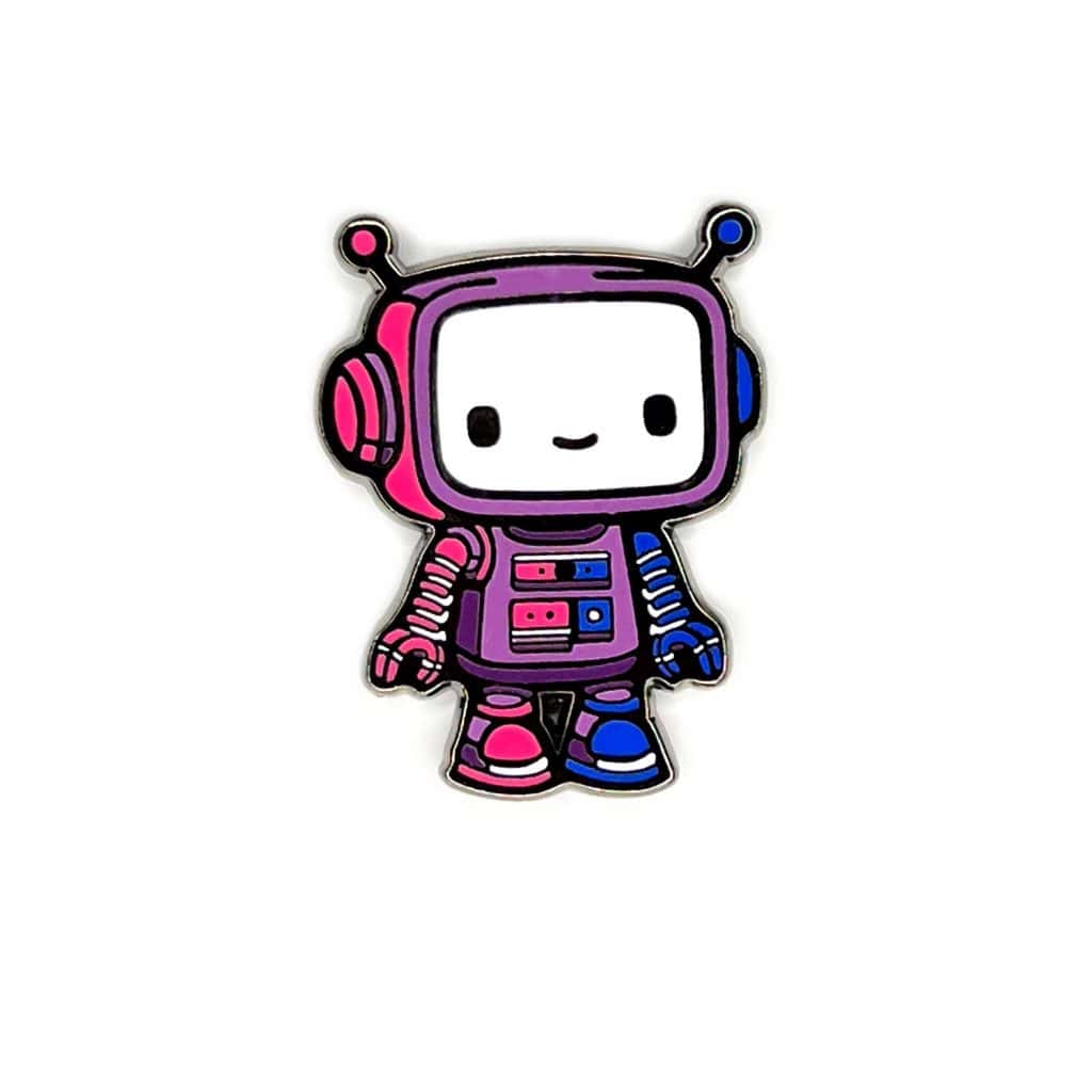 Bi Pride PrideBot Enamel Pin from the Retrograph