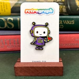 Enby Pride PrideBot Enamel Pin from the Retrograph