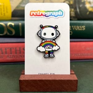 Gay Pride PrideBot Enamel Pin from the Retrograph