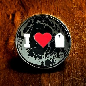 I Heart Cemeteries Enamel Pin from Haunts & Hollows