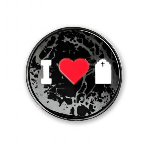 I Heart Cemeteries Enamel Pin from Haunts & Hollows