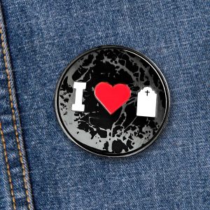 I Heart Cemeteries Enamel Pin from Haunts & Hollows
