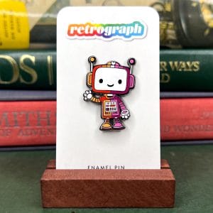 Lesbian Pride PrideBot Enamel Pin from the Retrograph