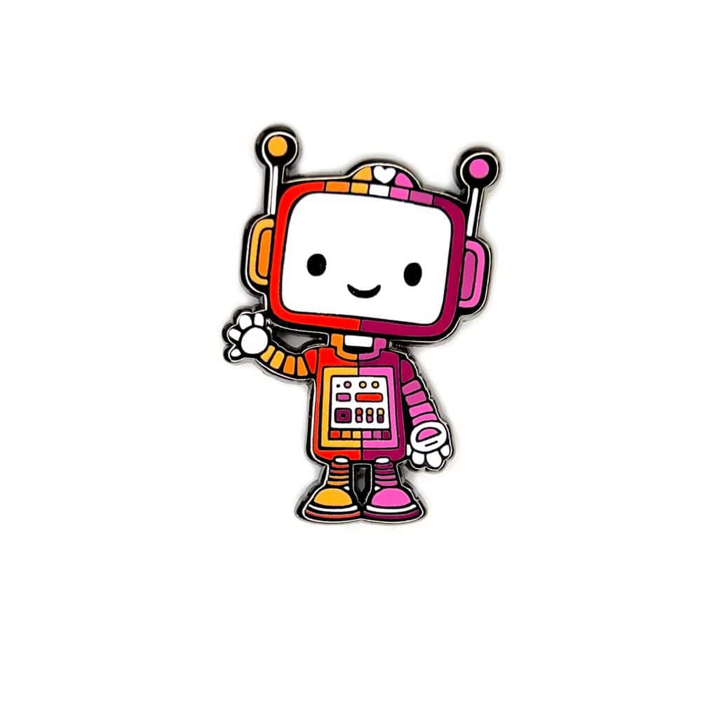 Lesbian Pride PrideBot Enamel Pin from the Retrograph