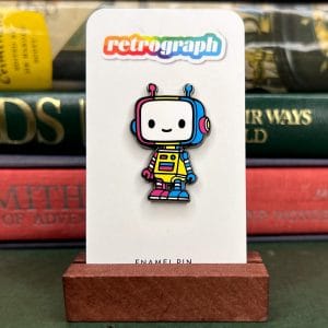 Pan Pride PrideBot Enamel Pin from the Retrograph