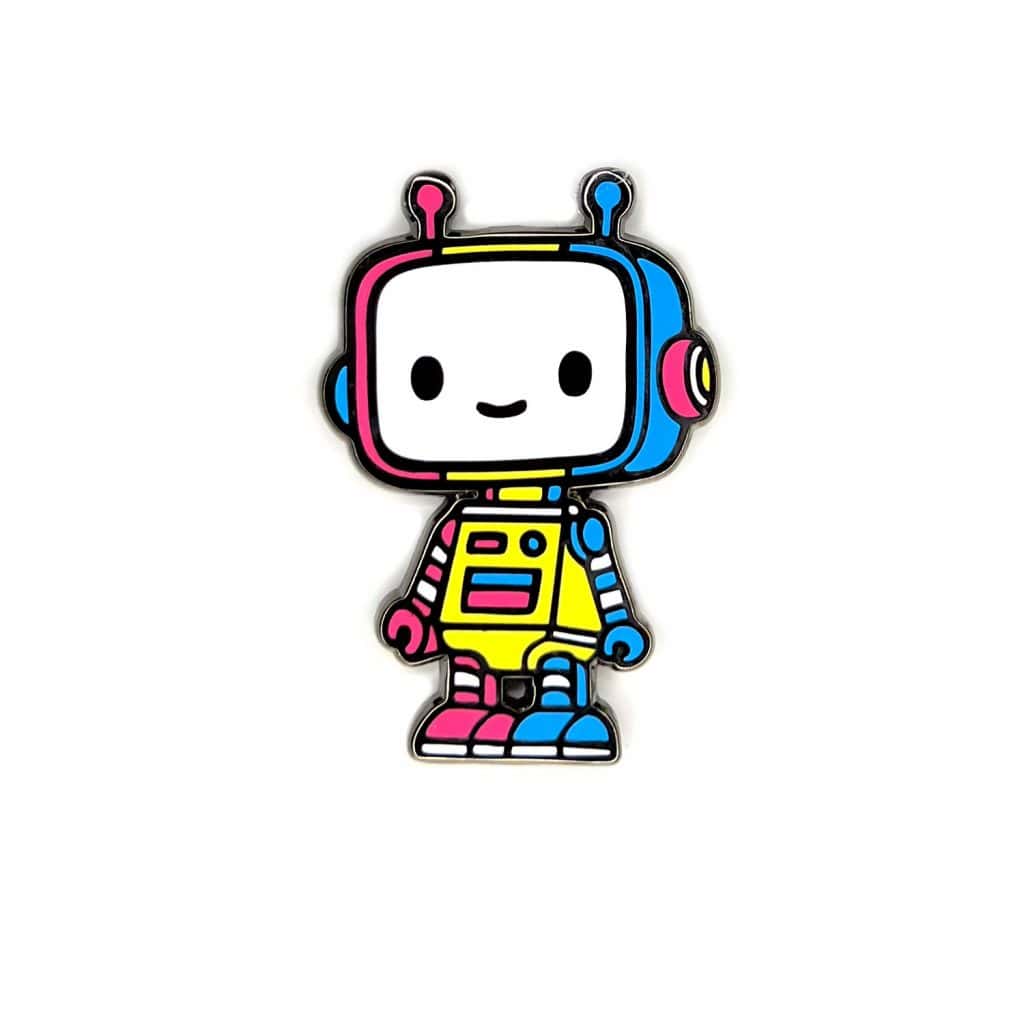 Pan Pride PrideBot Enamel Pin from the Retrograph