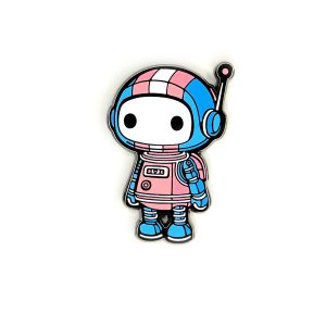 Trans Pride PrideBot Enamel Pin from the Retrograph